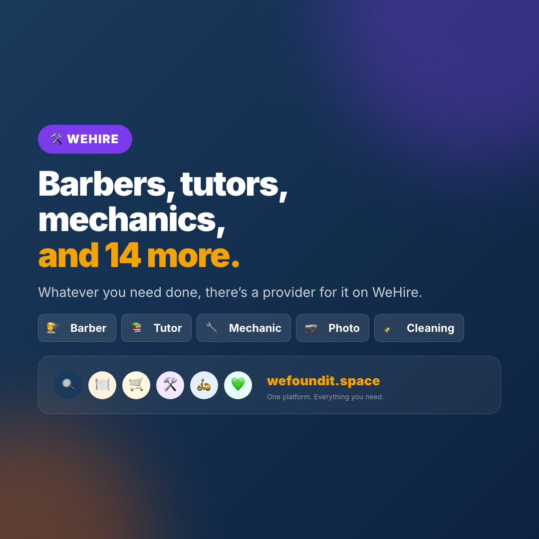 WeHire: 17+ Categories